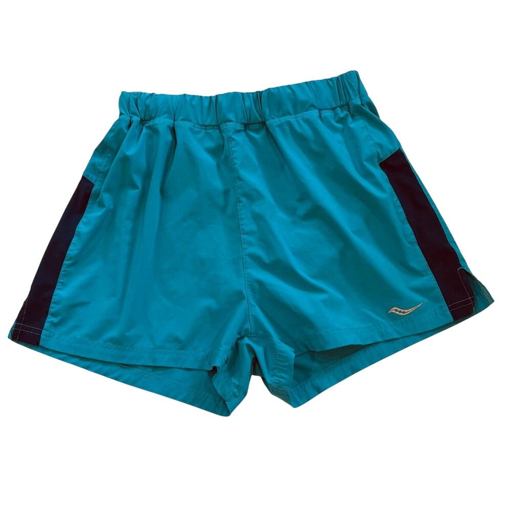 Saucony Outpace Running Shorts 3" Mens Medium Blue Performance Brief Lined *READ